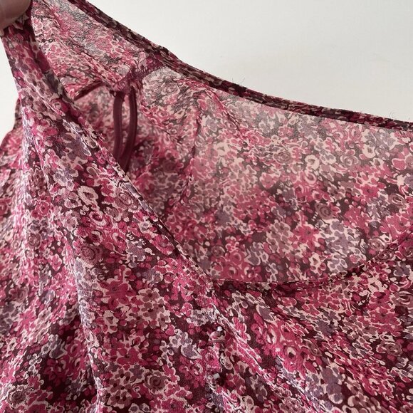 Vintage Y2K 90’s Petite Sophisticate Sz 6 Silk Top Pink Floral Sheer Babydoll - Picture 7 of 12